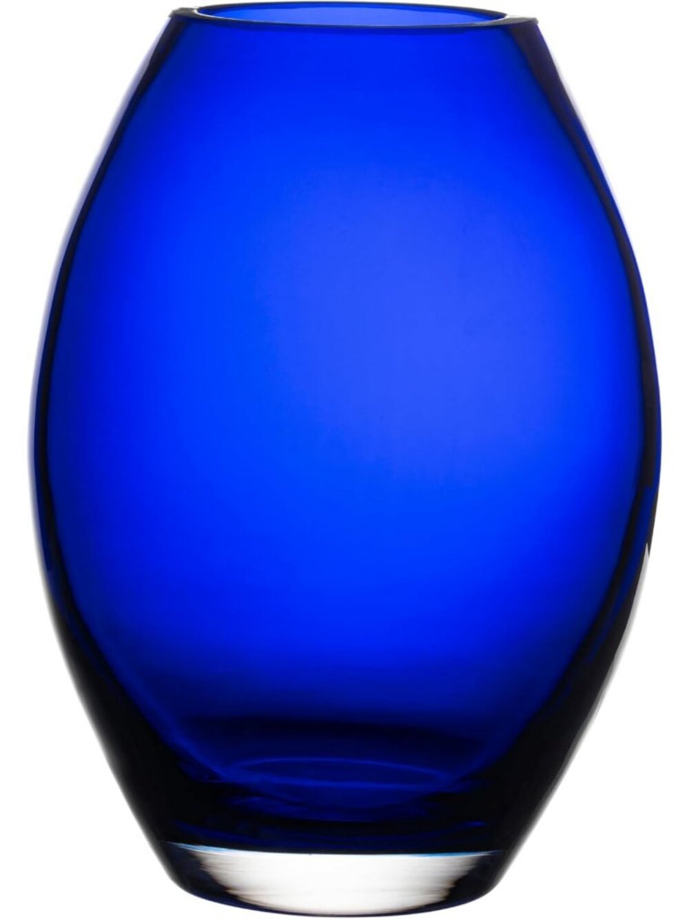 Handmade Cobalt Blue Barrel Vase - 8" High Glass Decor - European Artistry